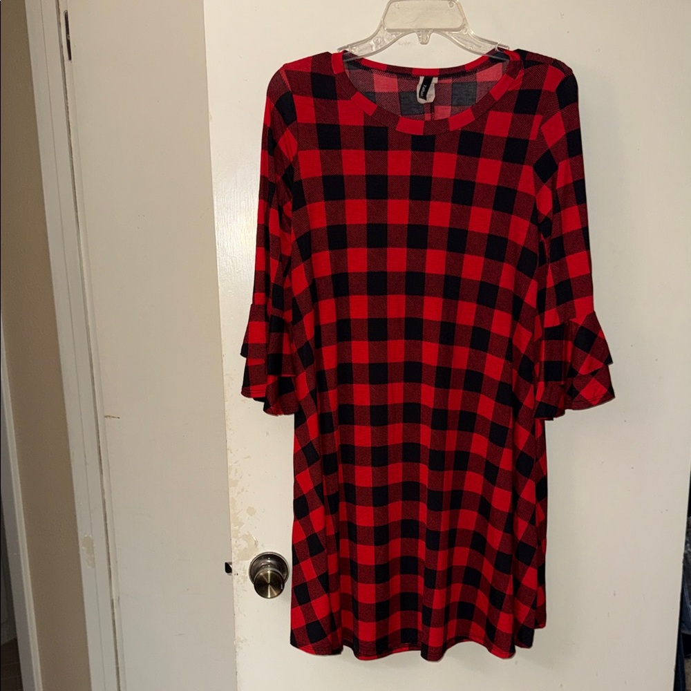 Yahada Red and Black Plaid Garment